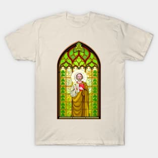 Stained glass window with holy Apostle Saint Patrick T-Shirt